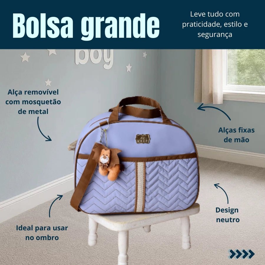 Kit de Bolsa de Bebê 4 Peças Com Pingente do Leão Saída Maternidade - Hara Bela