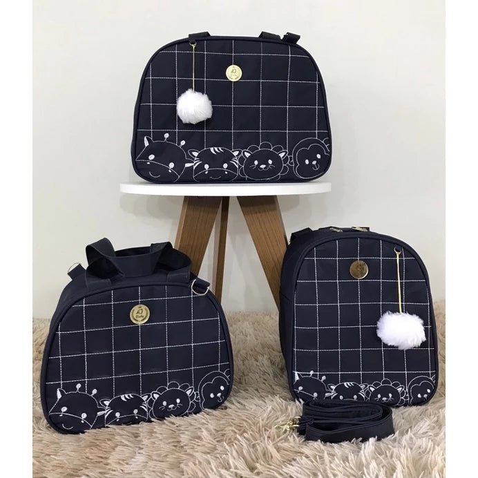 Bolsa maternidade Safari 3 peças, térmica, impermeável e com alça removível! - Hara Bela