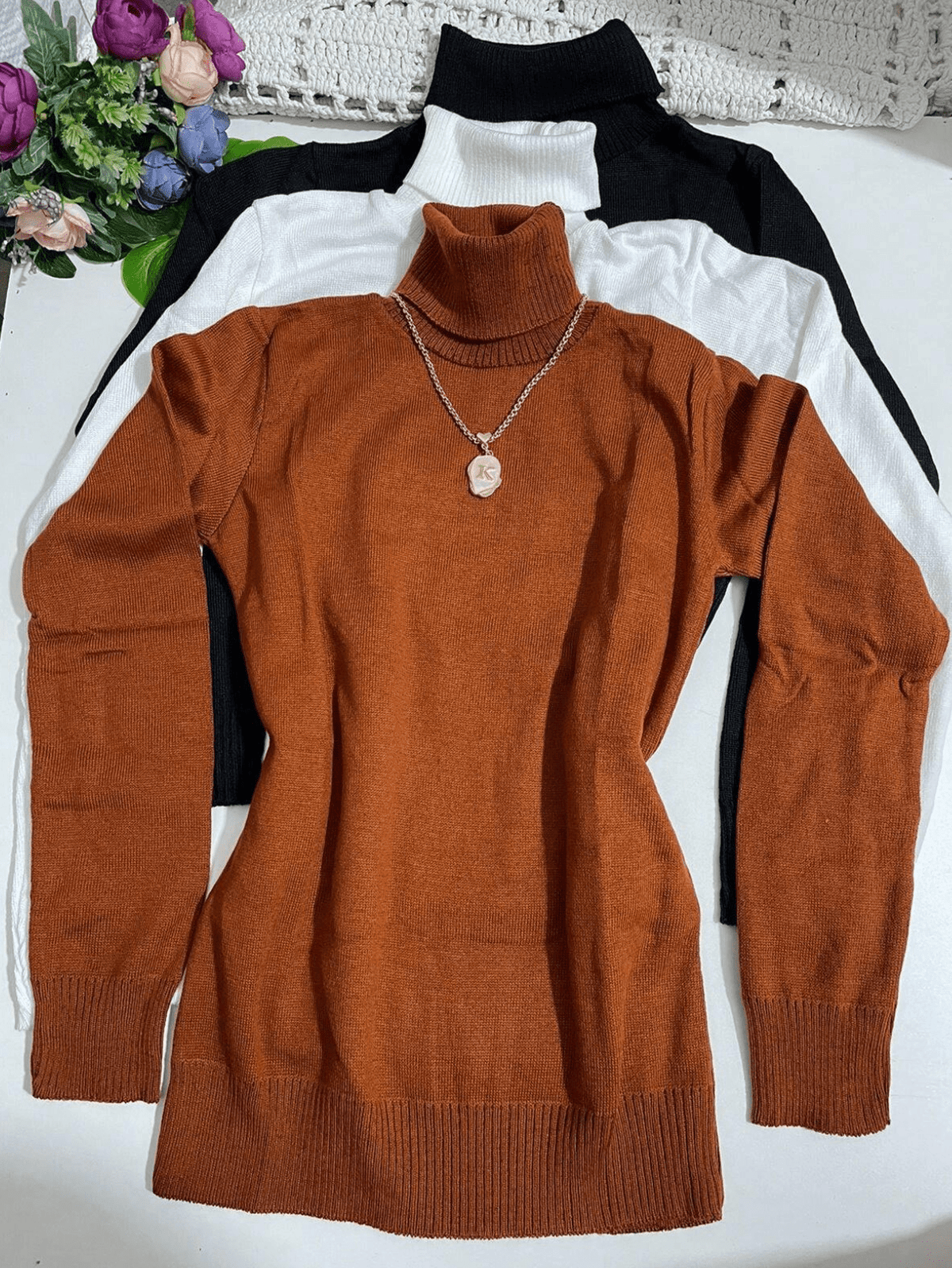 Kit com 3 Blusas Gola Alta - Hara Bela