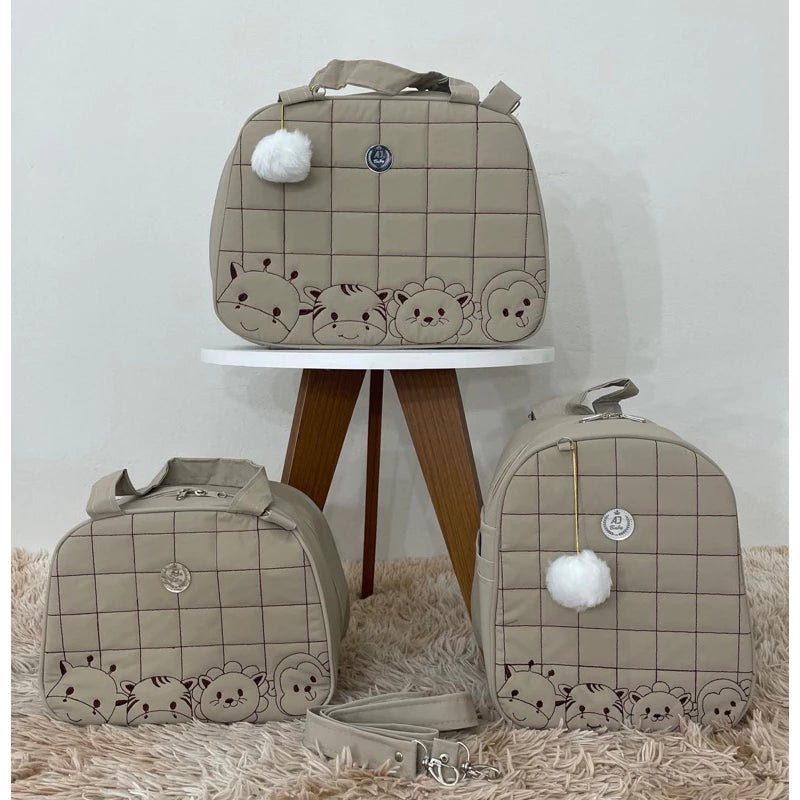Bolsa maternidade Safari 3 peças, térmica, impermeável e com alça removível! - Hara Bela