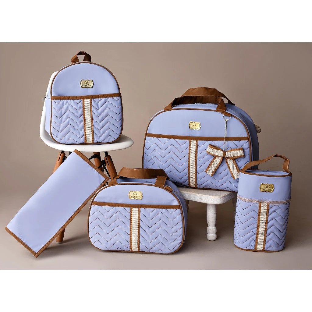 Kit 5 Bolsas Maternidade com Porta Mamadeira e Mochila - Hara Bela