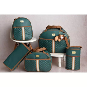Kit 5 Bolsas Maternidade com Porta Mamadeira e Mochila - Hara Bela