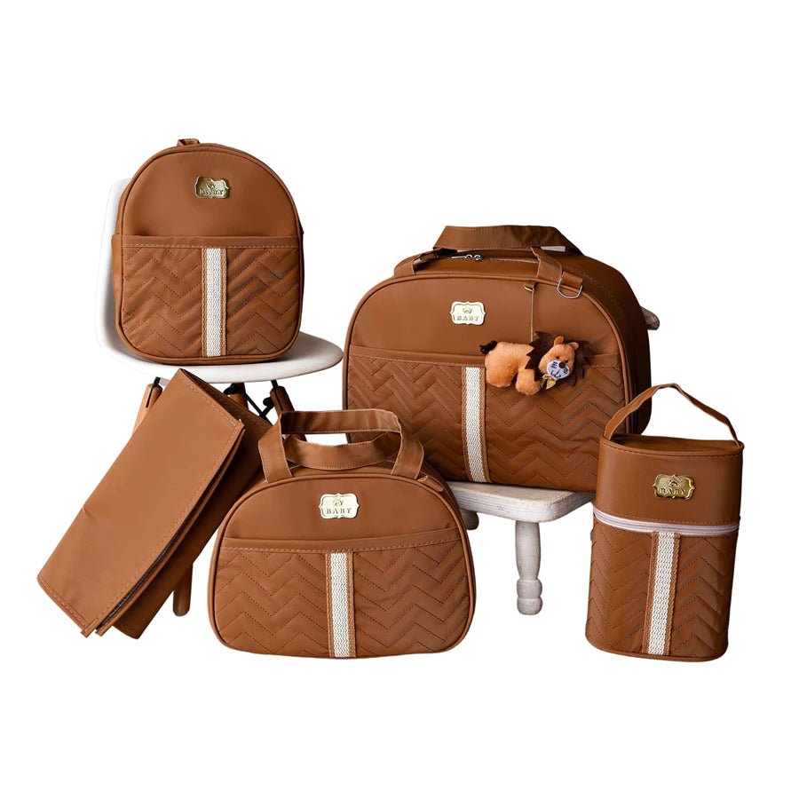 Kit 5 Bolsas Maternidade com Porta Mamadeira e Mochila - Hara Bela
