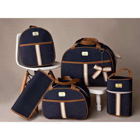 Kit 5 Bolsas Maternidade com Porta Mamadeira e Mochila - Hara Bela