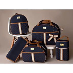 Kit 5 Bolsas Maternidade com Porta Mamadeira e Mochila - Hara Bela