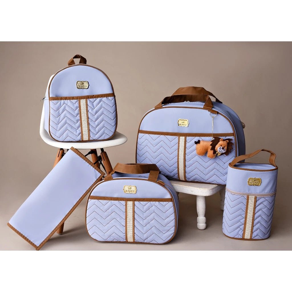 Kit 5 Bolsas Maternidade com Porta Mamadeira e Mochila - Hara Bela