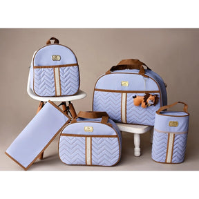 Kit 5 Bolsas Maternidade com Porta Mamadeira e Mochila - Hara Bela