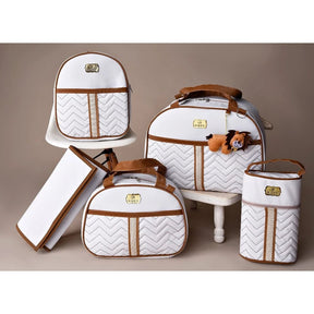 Kit 5 Bolsas Maternidade com Porta Mamadeira e Mochila - Hara Bela