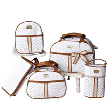 Kit 5 Bolsas Maternidade com Porta Mamadeira e Mochila - Hara Bela