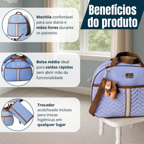 Kit de Bolsa de Bebê 4 Peças Com Pingente do Leão Saída Maternidade - Hara Bela