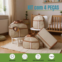 Kit de Bolsa de Bebê 4 Peças Com Pingente do Leão Saída Maternidade - Hara Bela
