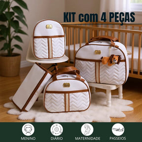 Kit de Bolsa de Bebê 4 Peças Com Pingente do Leão Saída Maternidade - Hara Bela