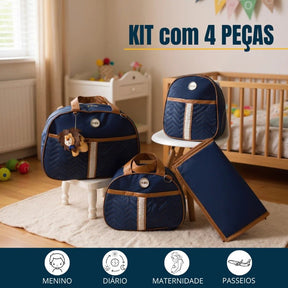 Kit de Bolsa de Bebê 4 Peças Com Pingente do Leão Saída Maternidade - Hara Bela