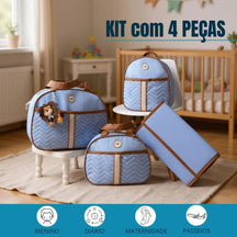 Kit de Bolsa de Bebê 4 Peças Com Pingente do Leão Saída Maternidade - Hara Bela