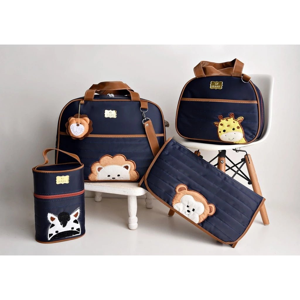 Kit 4 Peças Bolsas de Bebê Maternidade Família Bichinhos - Hara Bela