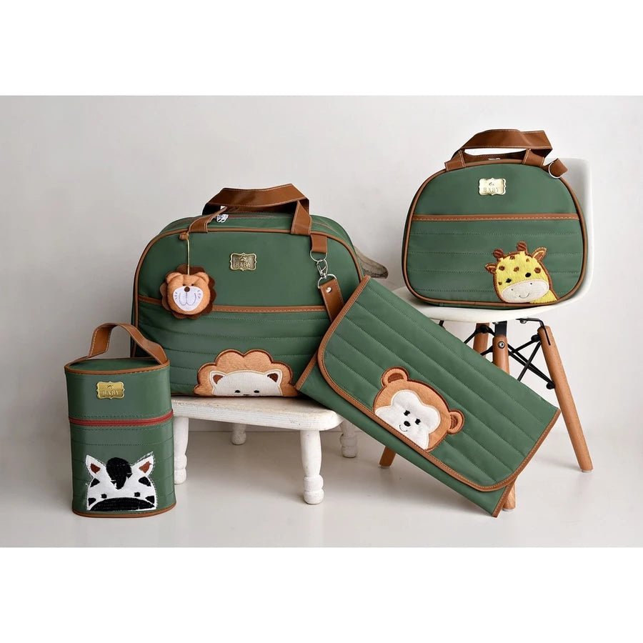 Kit 4 Peças Bolsas de Bebê Maternidade Família Bichinhos - Hara Bela