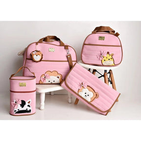 Kit 4 Peças Bolsas de Bebê Maternidade Família Bichinhos - Hara Bela
