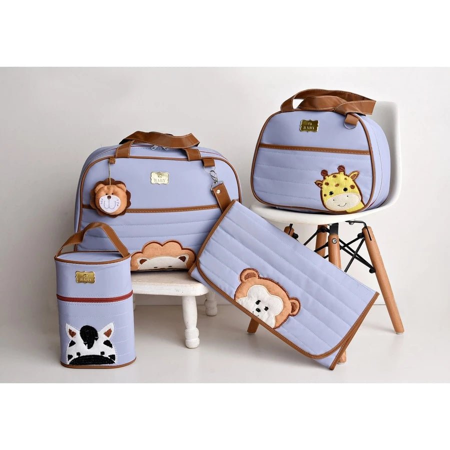 Kit 4 Peças Bolsas de Bebê Maternidade Família Bichinhos - Hara Bela